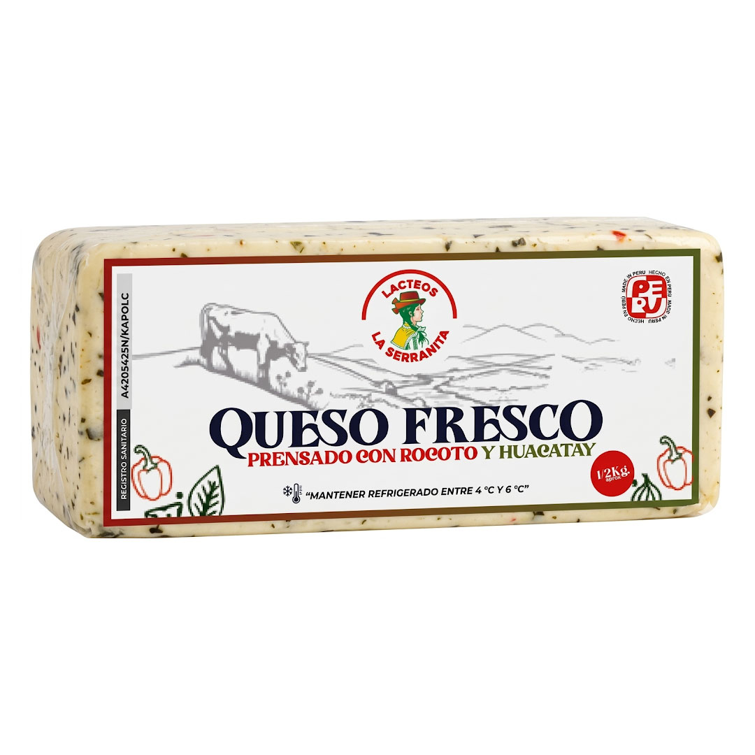 Queso Prensado con Rocoto y Huacatay 1/2 kg